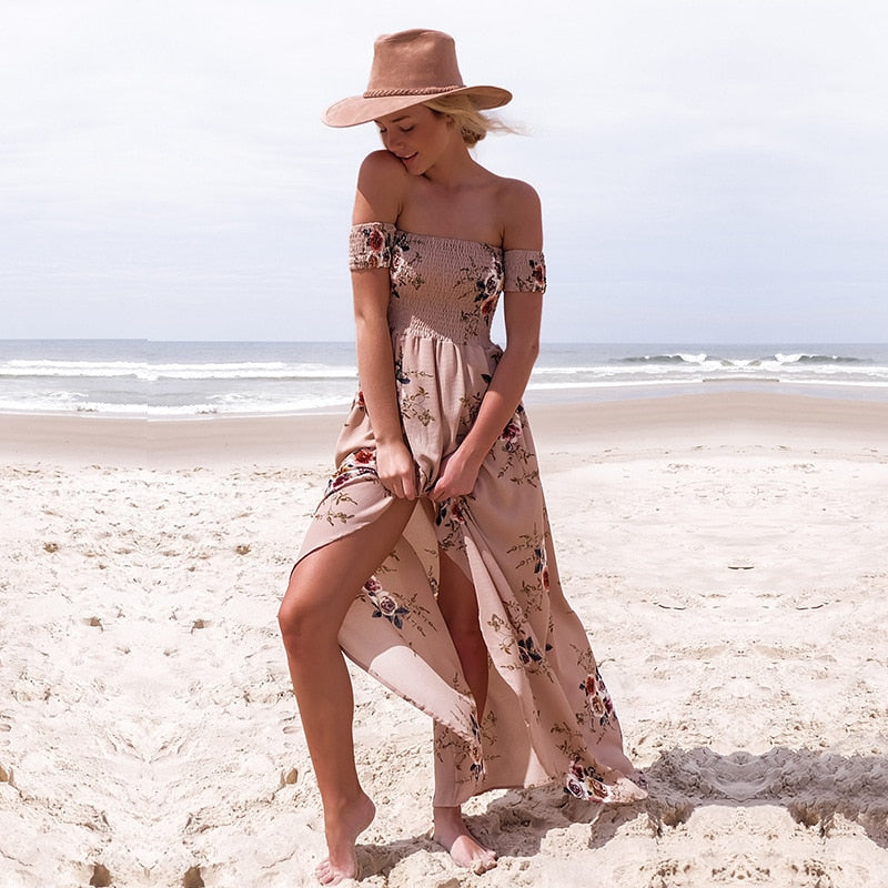 Bloemenprint Off-The-Shoulder Wrap Maxi Dress