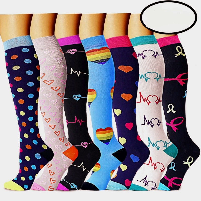 Kleurrijke Gedessineerde Compressiesokken (7 paren)