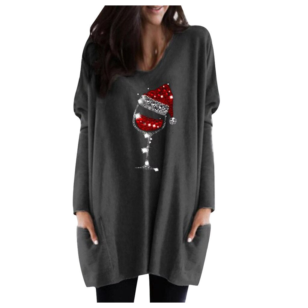 Wijn &amp; kerstmuts Sweatshirt voor vrouwen