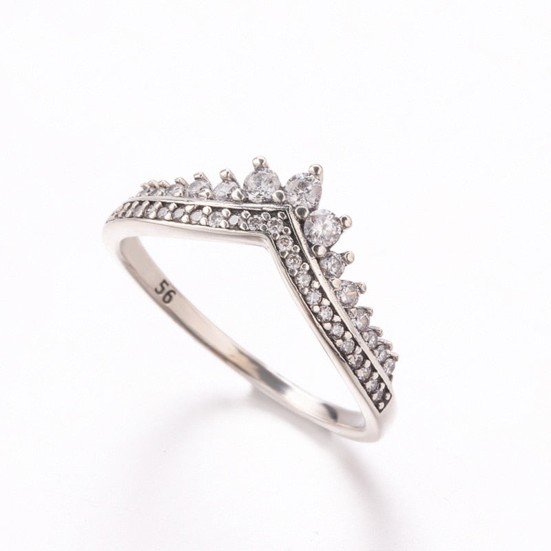 V vorm Sterling zilveren Ring