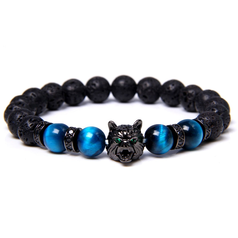 Wolf tijgeroog kralen armband