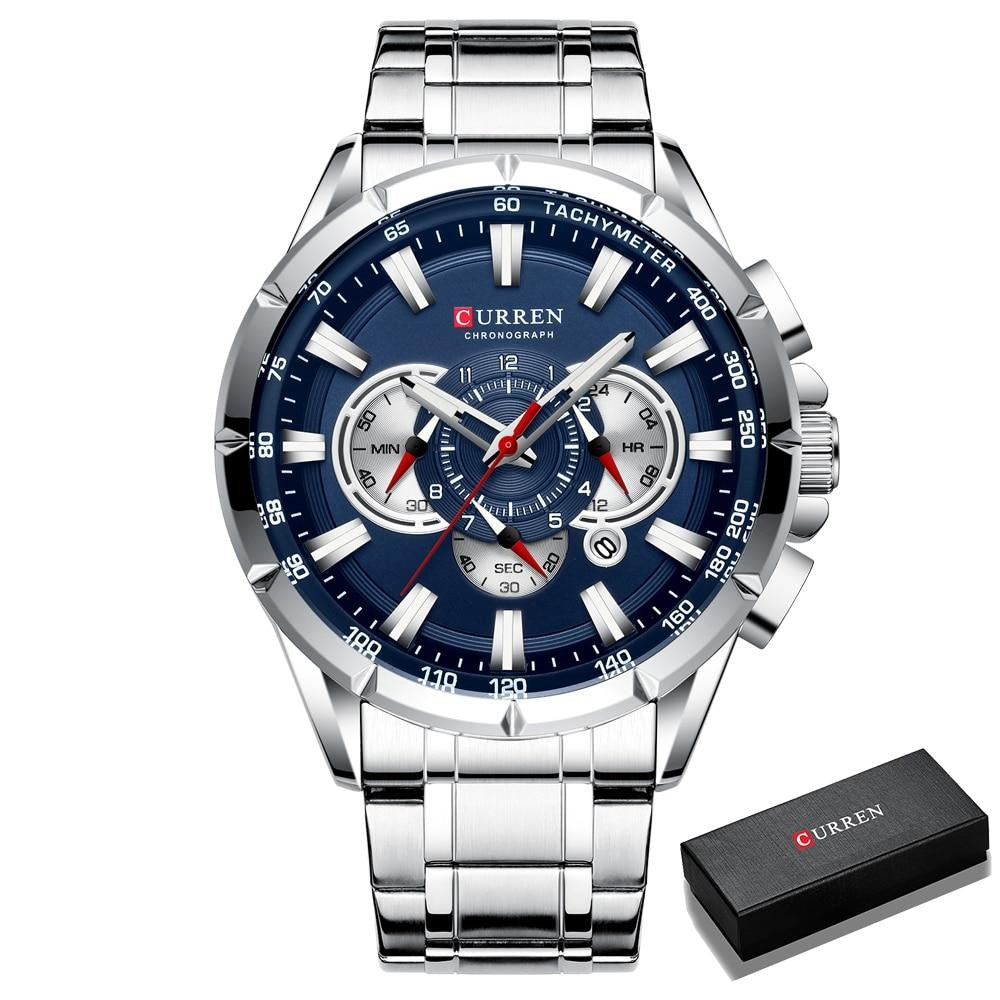 Curren 3 wijzerplaten Chronograaf Luxe Polshorloge