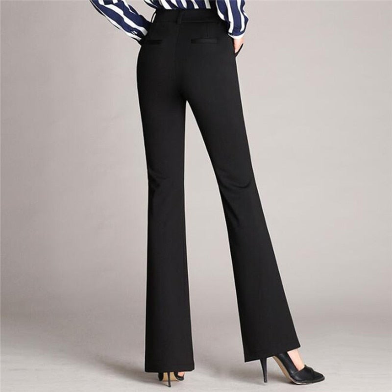 Slanke Uitlopende High Waist Broek