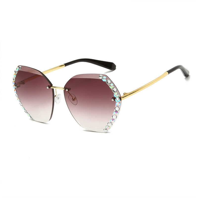Randloze Rhinestone Zonnebril