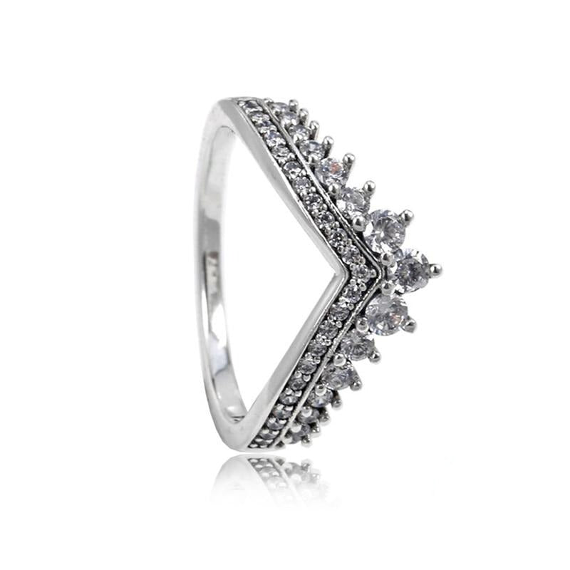 V vorm Sterling zilveren Ring