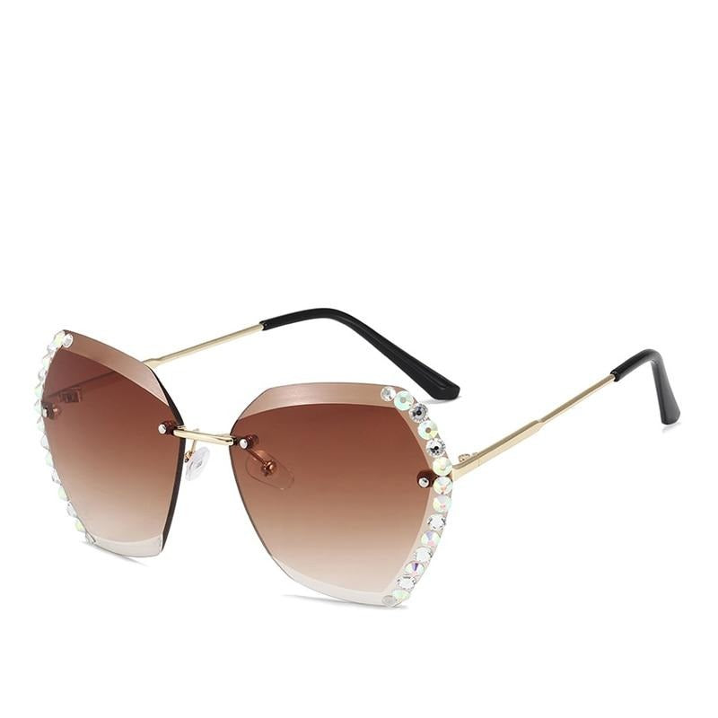 Randloze Rhinestone Zonnebril