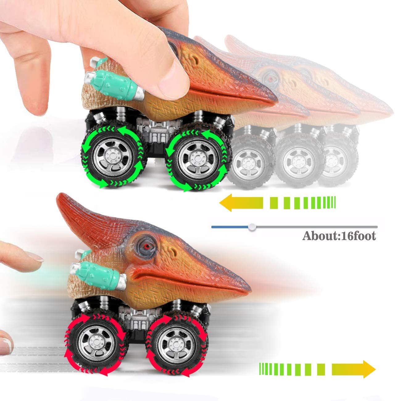 Pull Back Dinosaurus Mini Auto (6st)