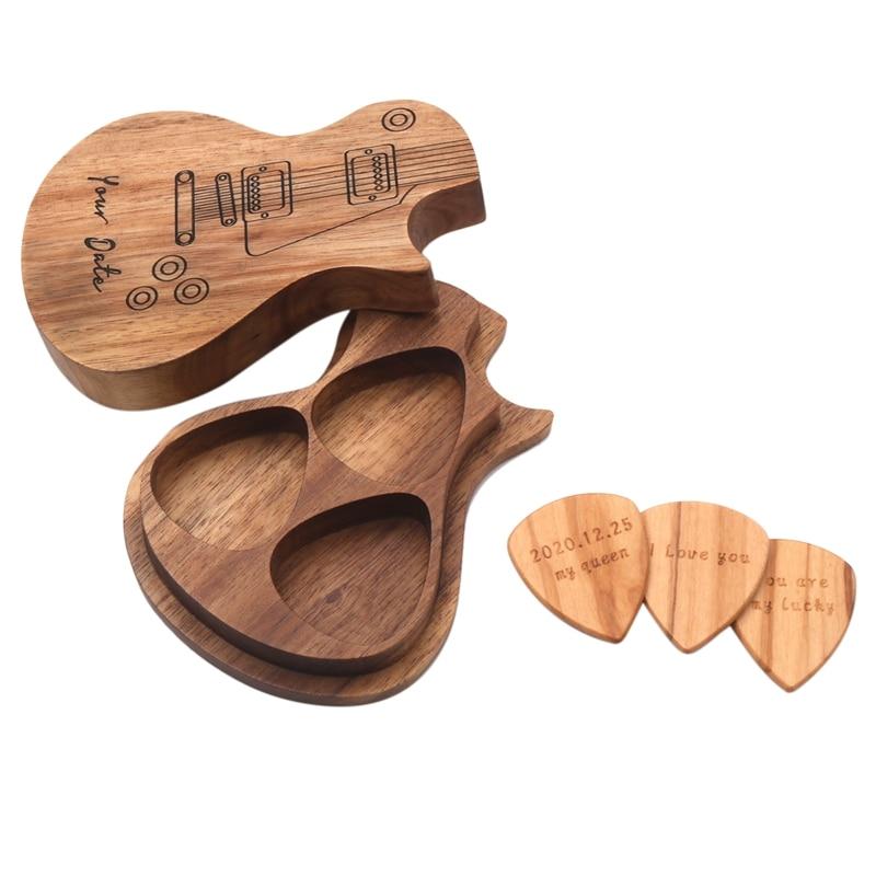 Gegraveerde houten gitaar Picks