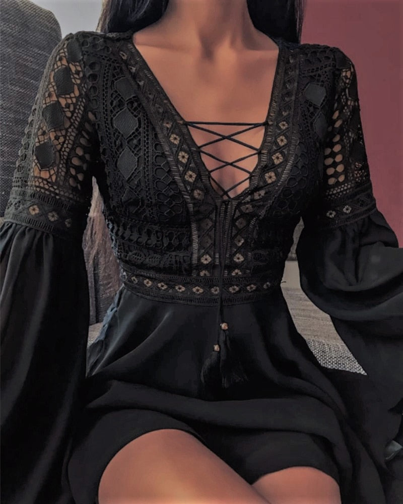 Boho Chic Kanten Jurk