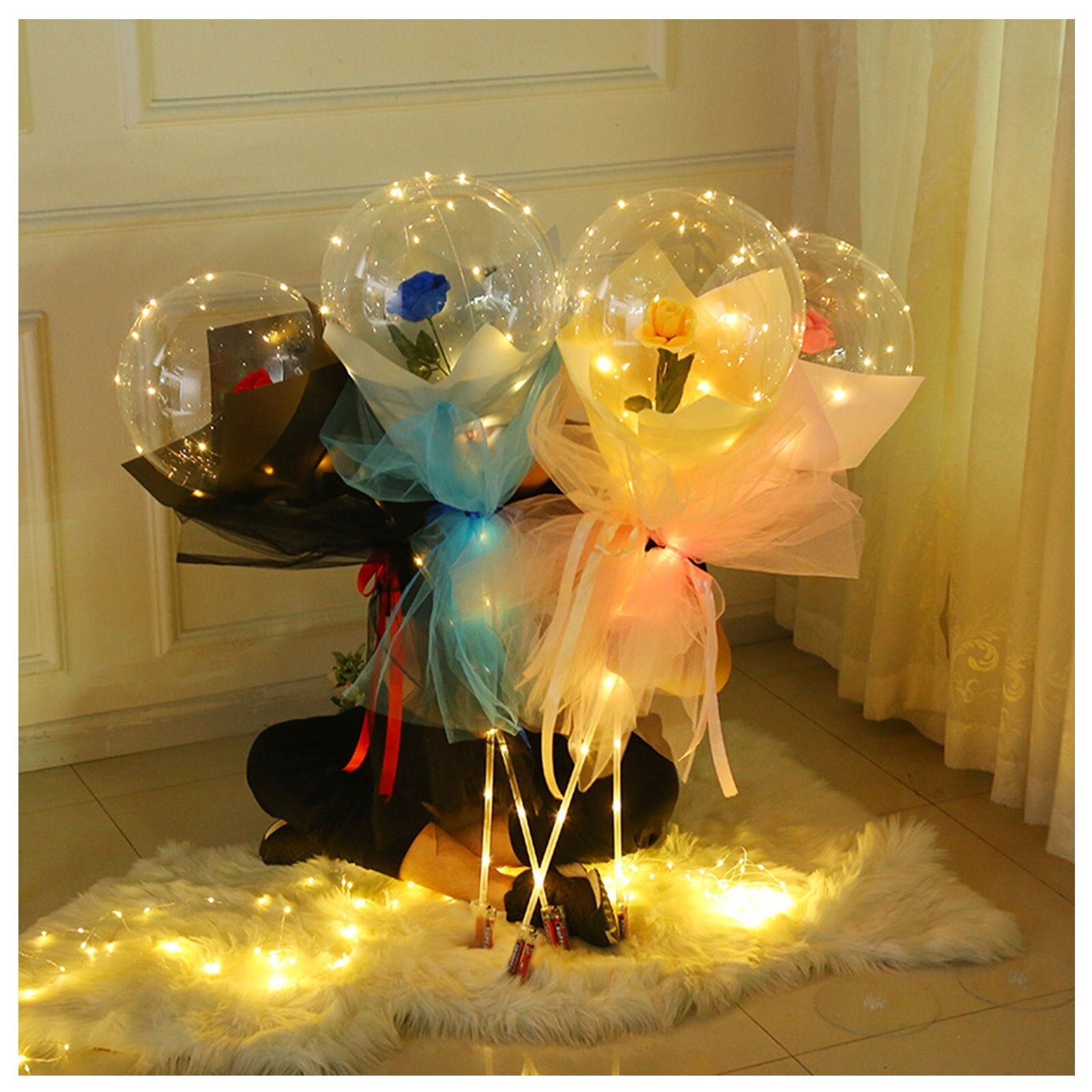 LED Lichtgevende Ballon Rozenboeket (Doe-het-zelf pakket)