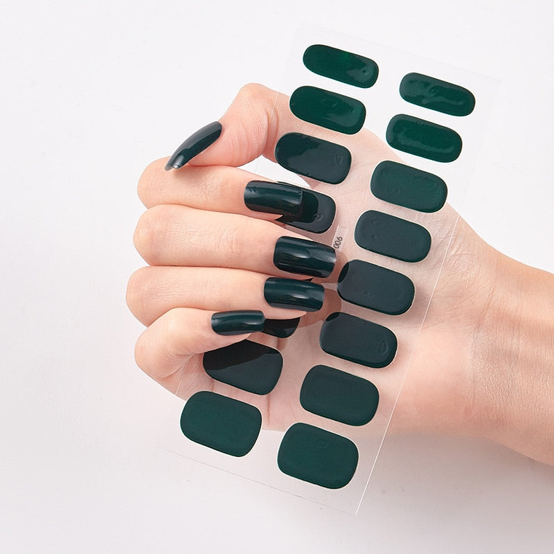 Solide Kleuren Nagelstickers (16 tips/set)