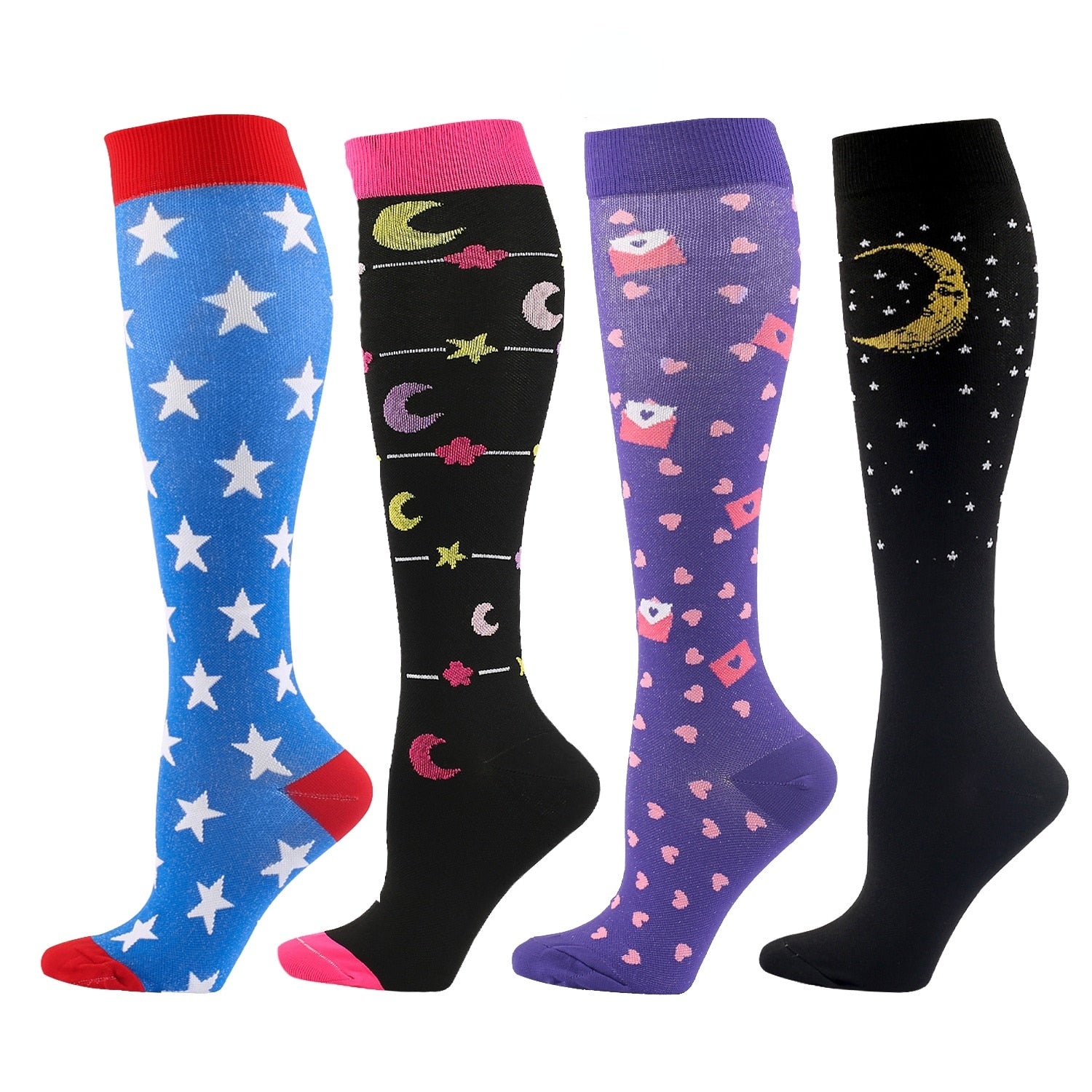 Kleurrijke Lange Compressie Sokken (4 paar)