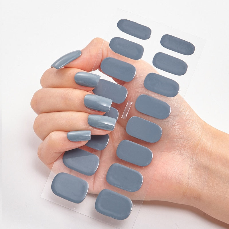 Solide Kleuren Nagelstickers (16 tips/set)