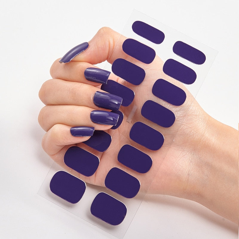 Solide Kleuren Nagelstickers (16 tips/set)