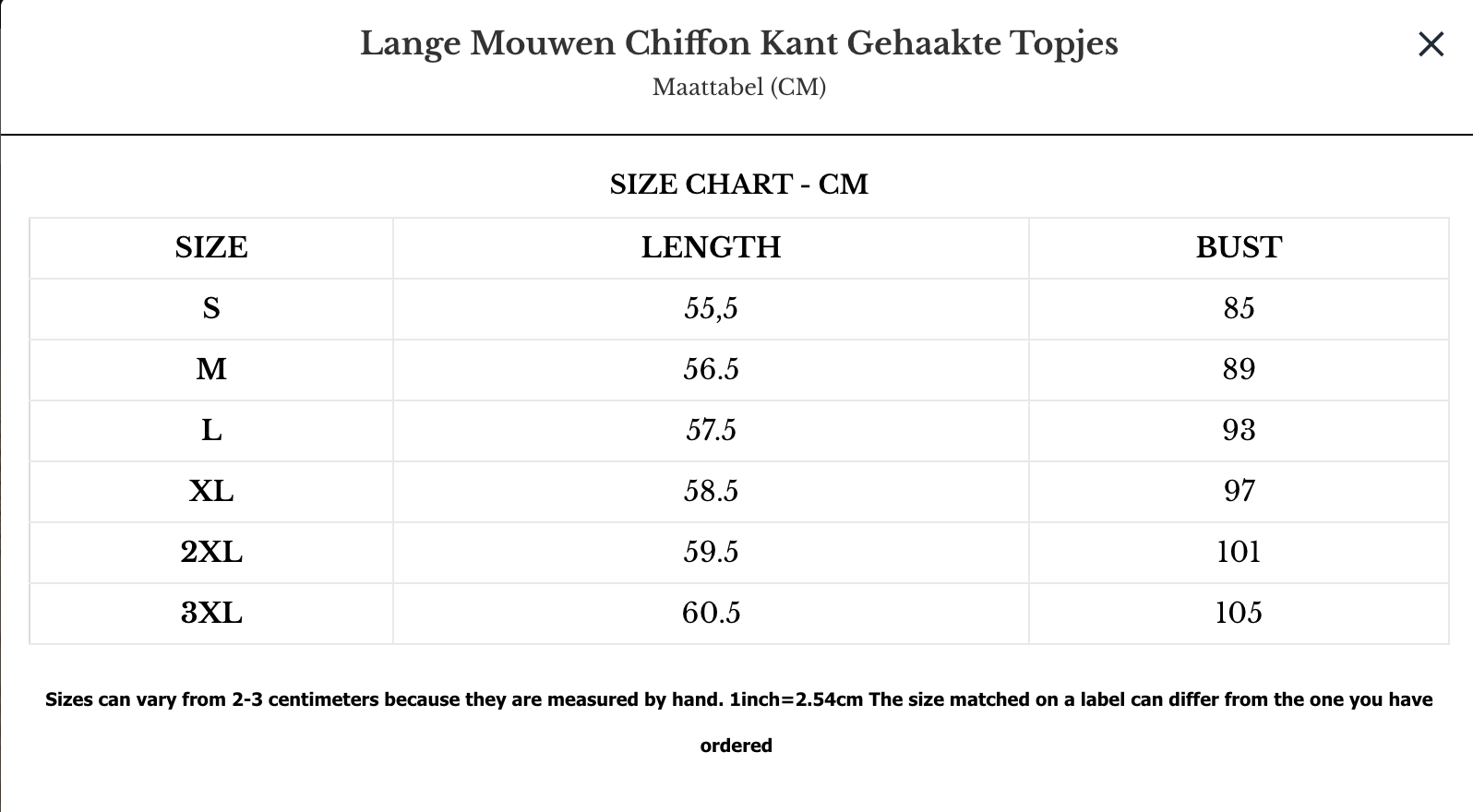 Lange Mouwen Chiffon Kant Gehaakte Topjes