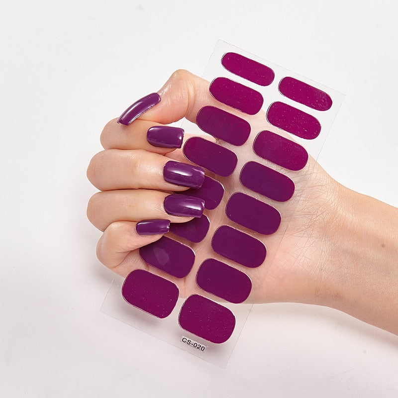Solide Kleuren Nagelstickers (16 tips/set)