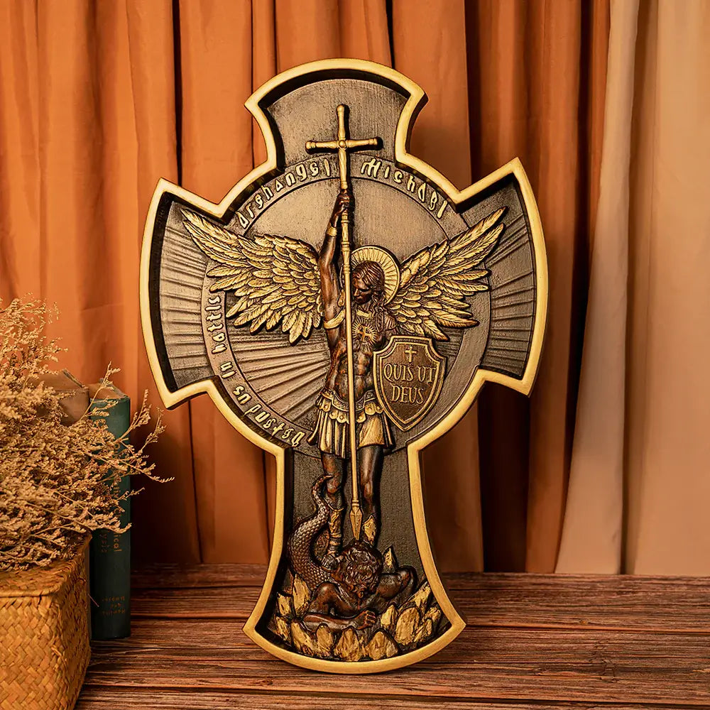 Aartsengel Michael Houten Gesneden Wanddecoratie
