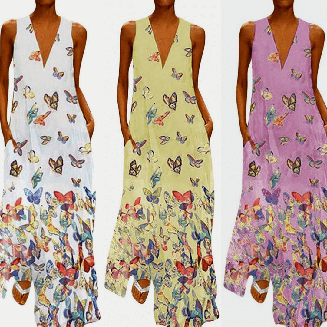 Vlinder Mouwloze Maxi Jurk