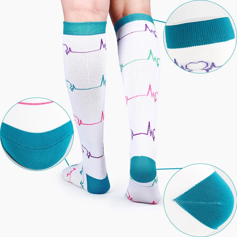 Kleurrijke Lange Compressie Sokken (4 paar)