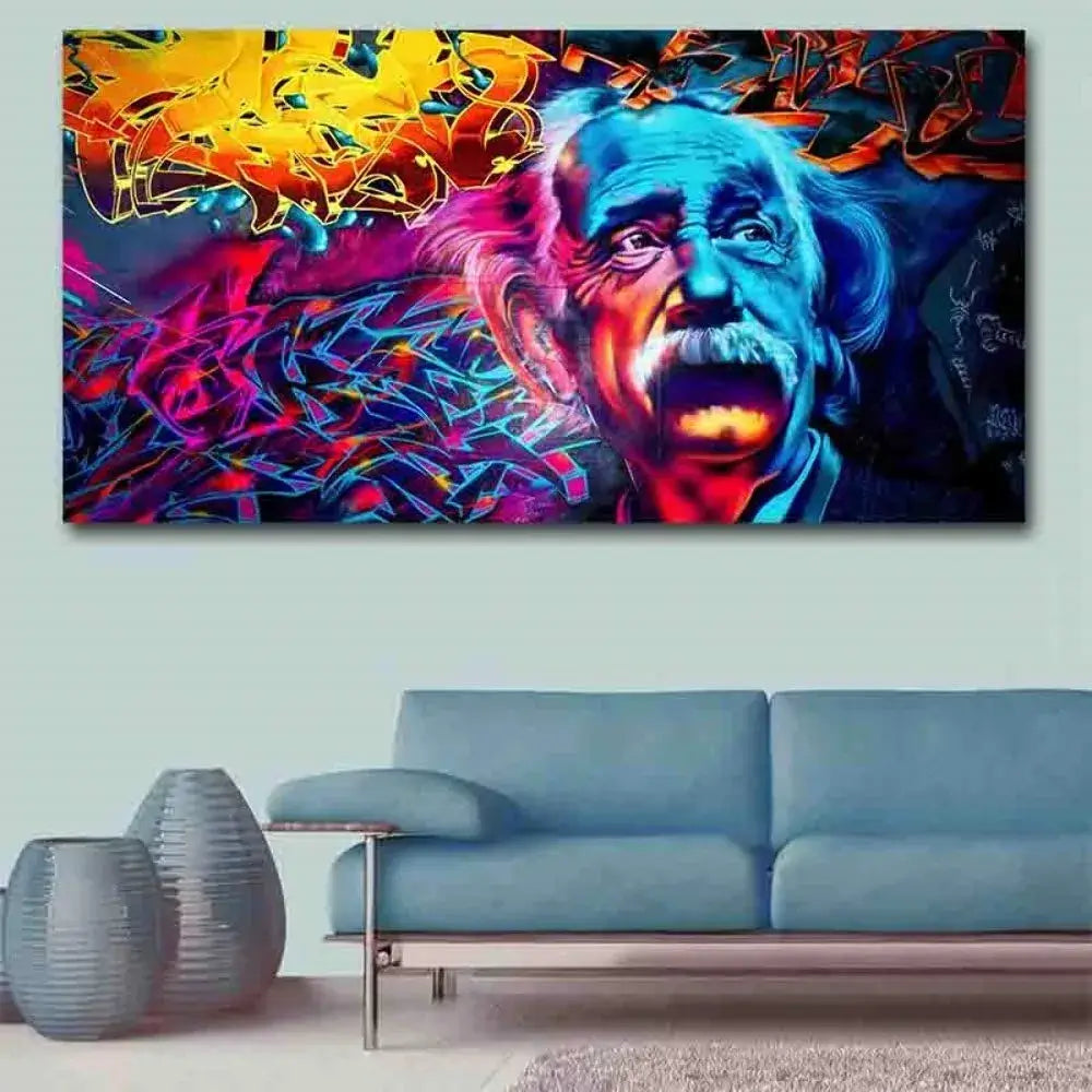 Einstein Graffiti Canvass Muurkunst