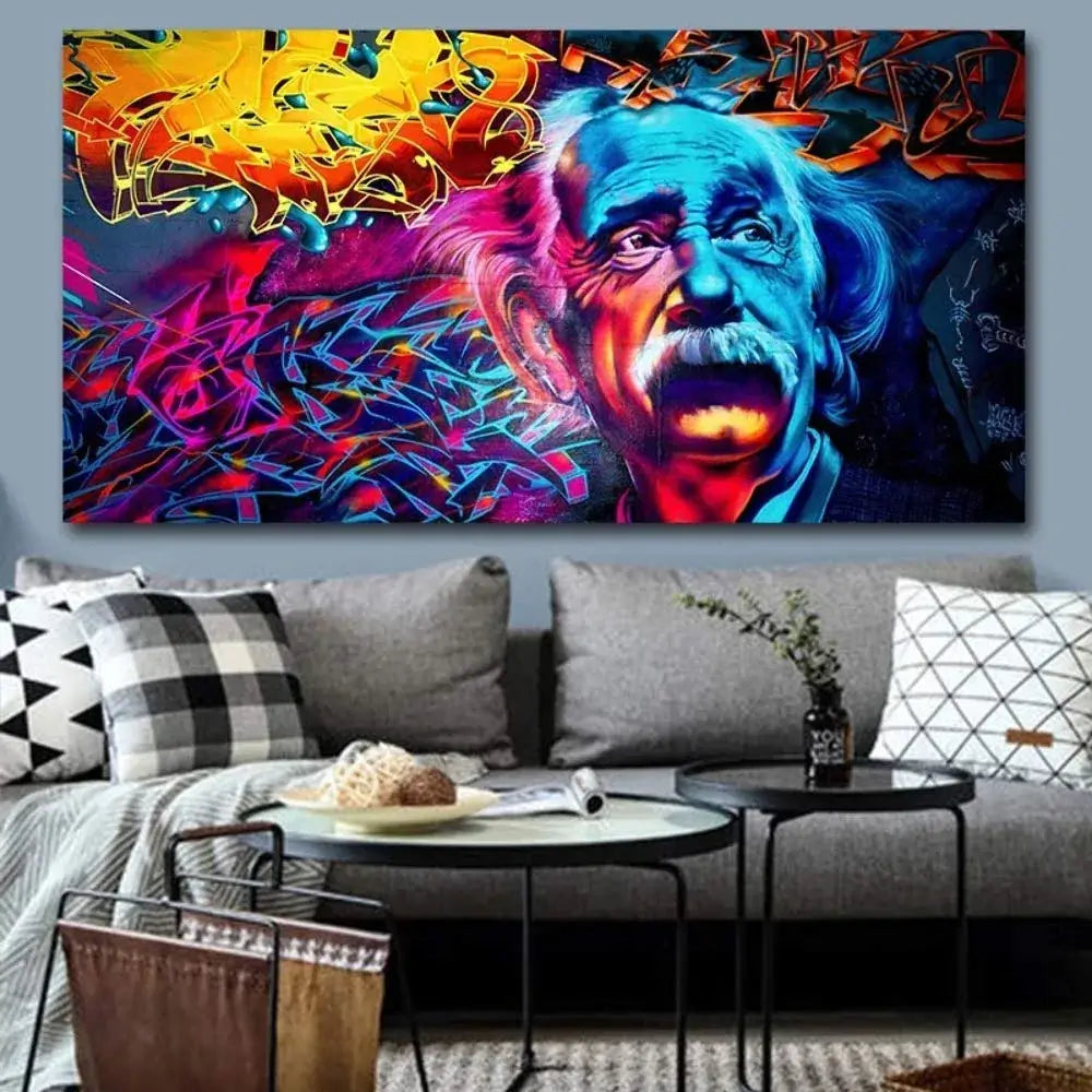Einstein Graffiti Canvass Muurkunst