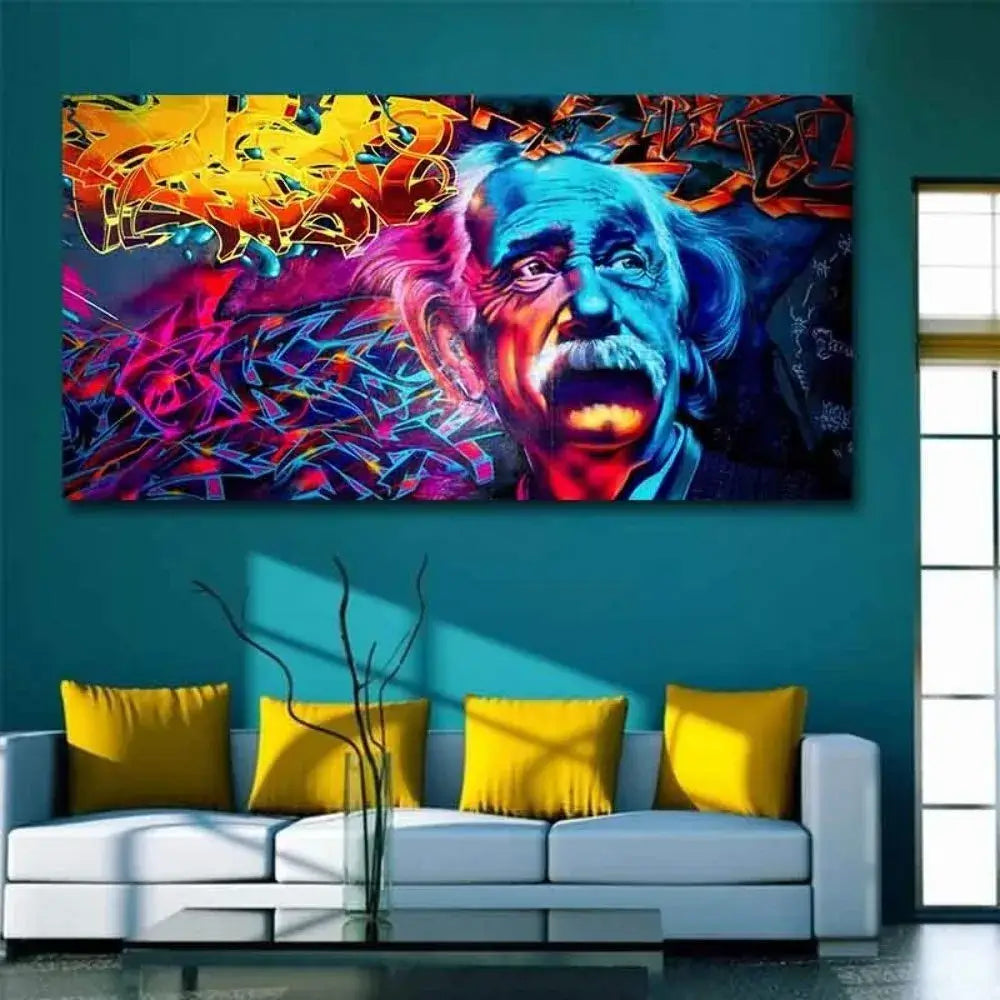 Einstein Graffiti Canvass Muurkunst