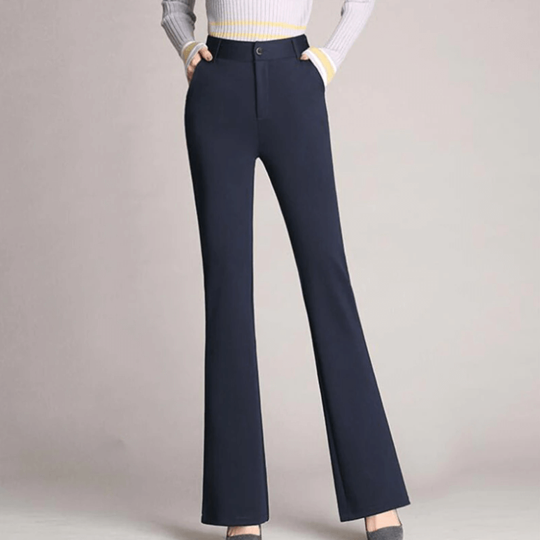 Slanke Uitlopende High Waist Broek