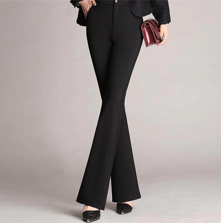 Slanke Uitlopende High Waist Broek