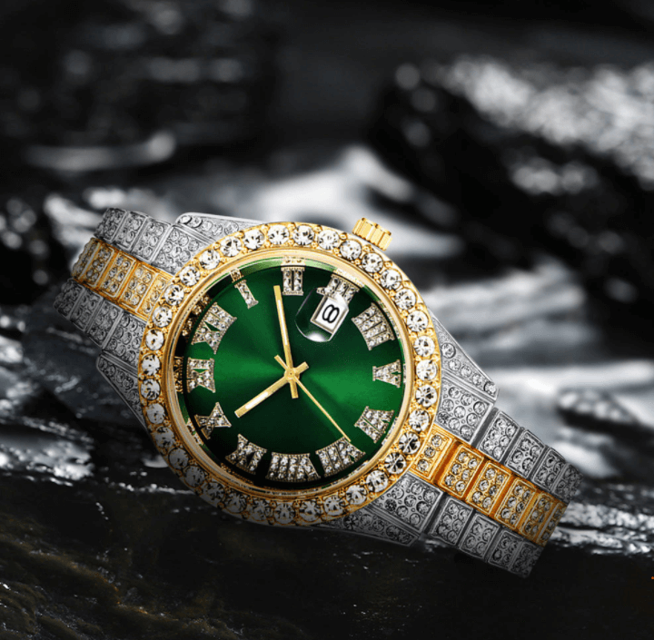 Fully Iced Out Roman Numerals Watch