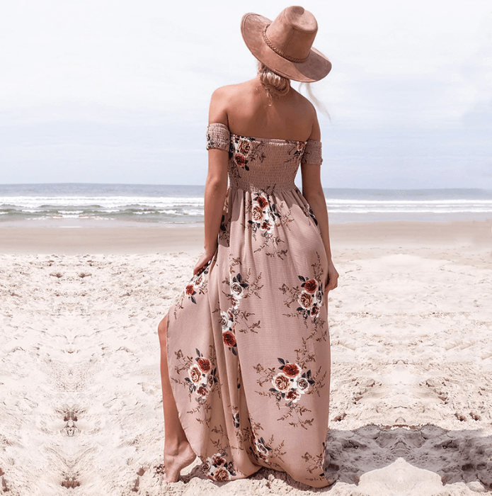 Bloemenprint Off-The-Shoulder Wrap Maxi Dress