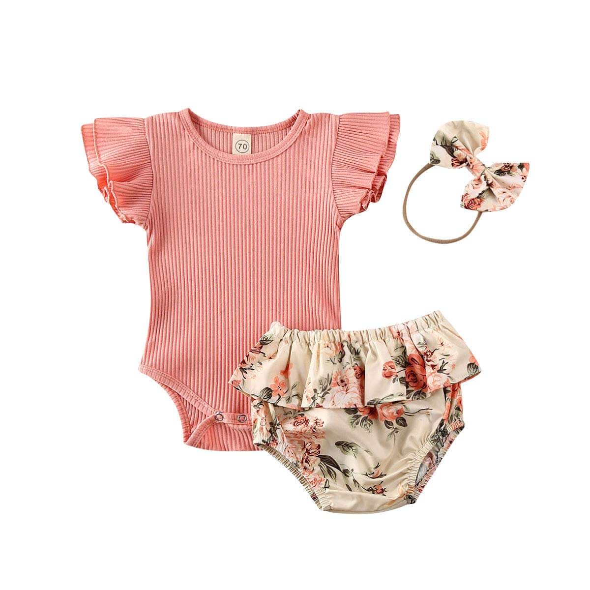 Ruffled Geribde Gebloemde Shortset