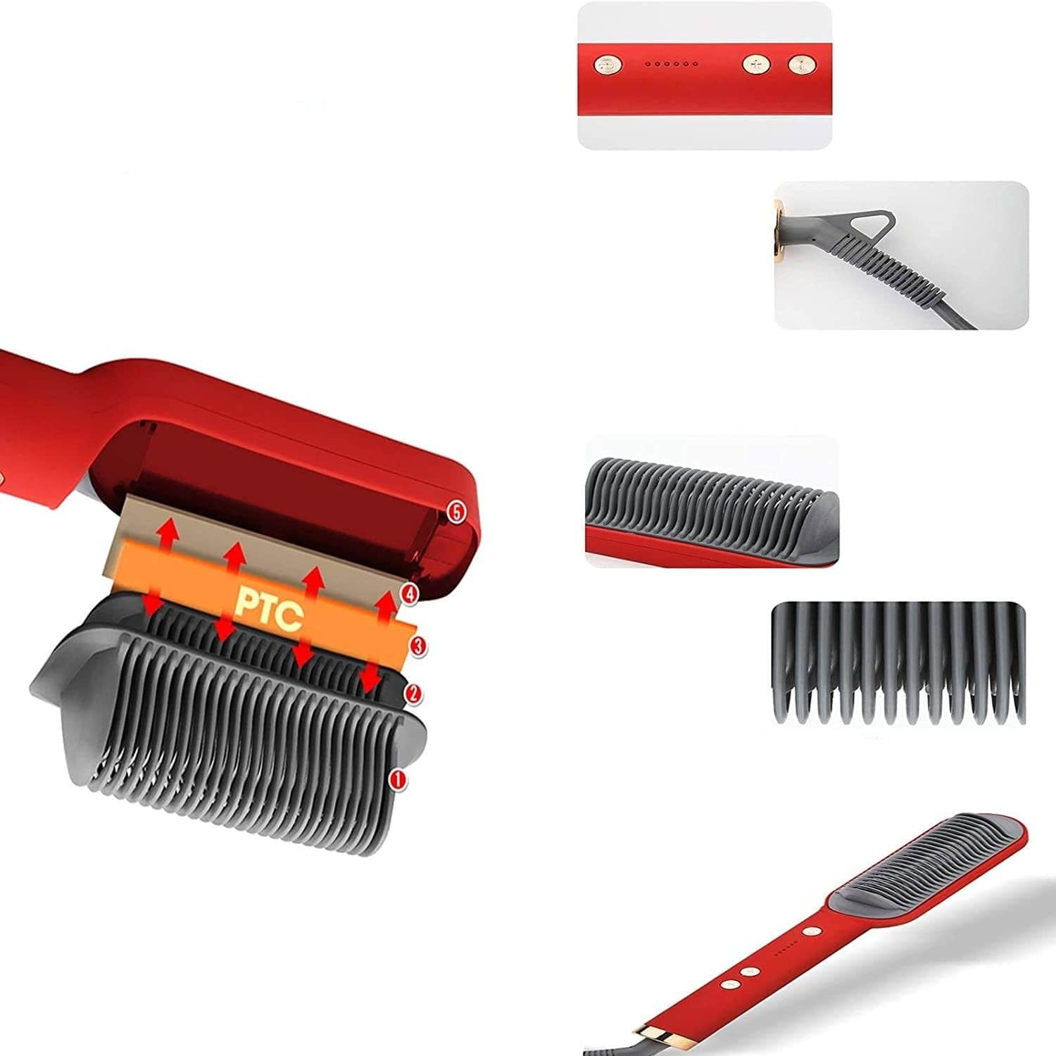 Haar stijltang Borstel Verwarmde Kam