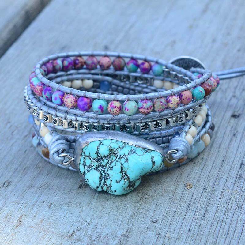 Helende Turquoise Beschermings Wikkel Armband