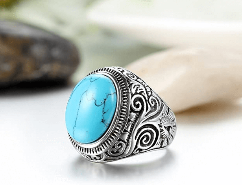 Mannen Vintage Turquoise Stone Ring