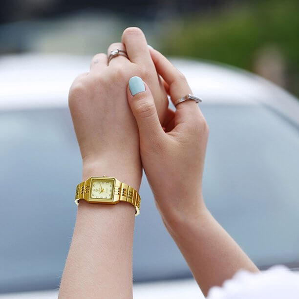 Luxe Goud Vierkant Polshorloge