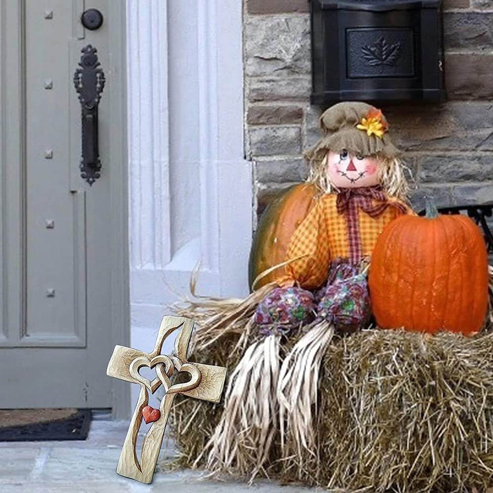 Verstrengelde Harten | Gesneden Houten Kruis