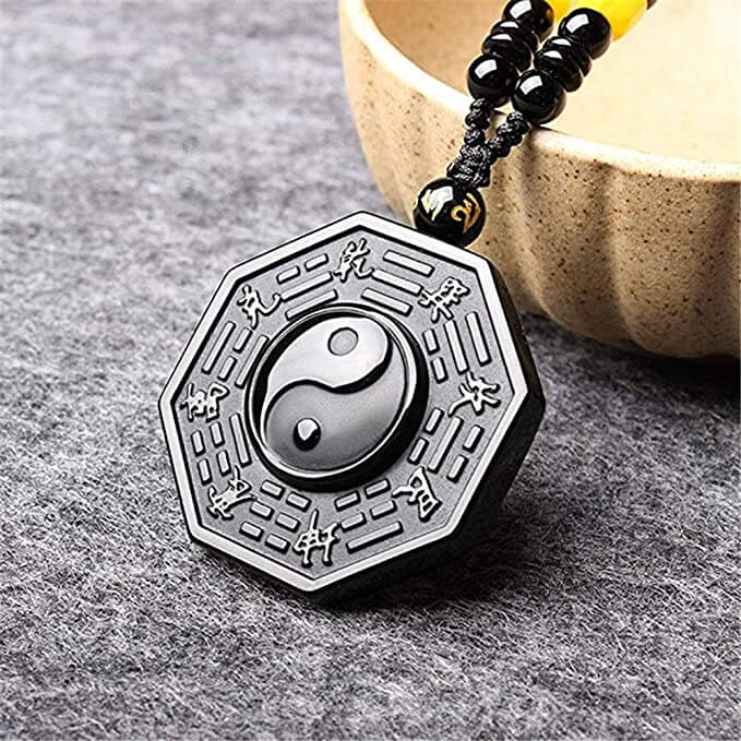 Obsidiaan Yin Yang Ketting