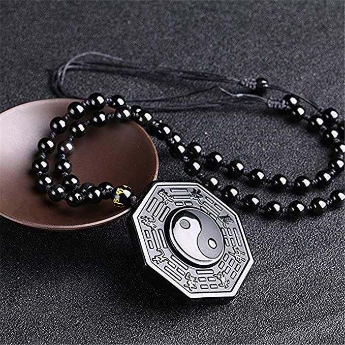 Obsidiaan Yin Yang Ketting